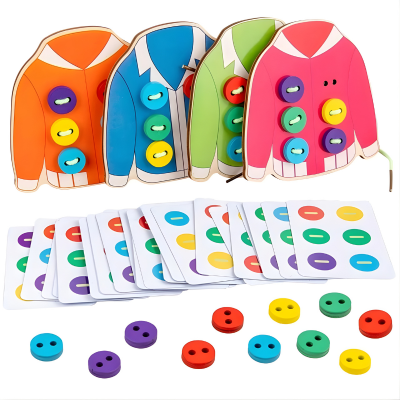 Montessori Knopf- & Fädelspiel – Fördert Geduld & Fingerfertigkeit