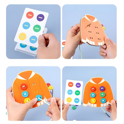 Montessori Knopf- & Fädelspiel – Fördert Geduld & Fingerfertigkeit