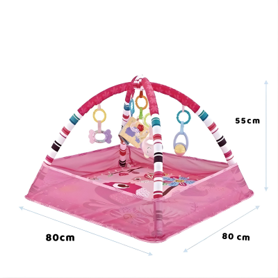 Multifunktionale Baby Spiel- & Krabbelmatte mit Fitnessrahmen Rosa