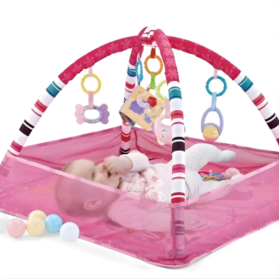 Multifunktionale Baby Spiel- & Krabbelmatte mit Fitnessrahmen