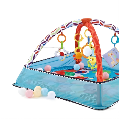 Multifunktionale Baby Spiel- & Krabbelmatte mit Fitnessrahmen