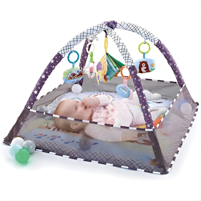Multifunktionale Baby Spiel- & Krabbelmatte mit Fitnessrahmen
