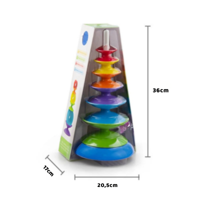 Bunter Regenbogen-Stapelring Turm – Montessori Lernspielzeug für 3-6J.