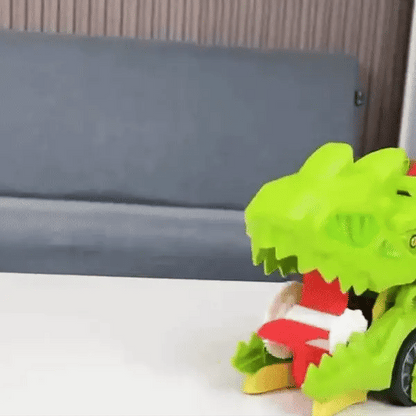 T-Rex Truck mit Rennbahn – Dinosaurier & Autos in Einem!