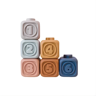 Weich Silicone Montessori Blöcke – Lernen, Stapeln & Spielen 6 Stück A