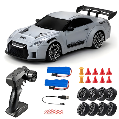 Hoch-Geschwindigkeit RC Drift Auto 2.4G – Mega Leistung & echtes Rennfeeling Silber Grau mit 2 Akku