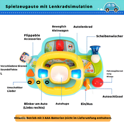 Interaktives Lenkrad für Babyautos – Musik, Geräusche & Lernen