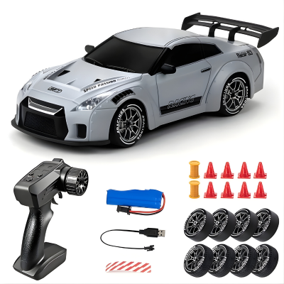 Hoch-Geschwindigkeit RC Drift Auto 2.4G – Mega Leistung & echtes Rennfeeling Silber Grau mit 1 Akku