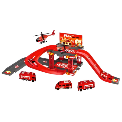 Dino Parken Schiene– Actionreiches Auto-Spielset für Kinder Rot