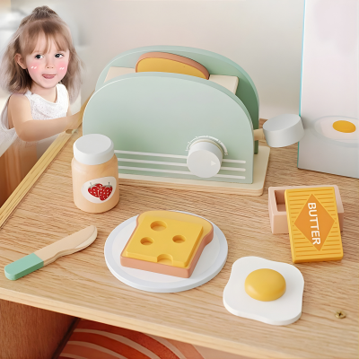 Holz Toaster Spielzeug für Kinder – Montessori Frühstücks-Satz