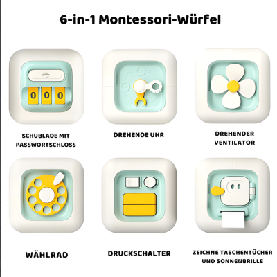 Montessori Beschäftigt Würfel für Kinder – 6 Lernspiele in einem Würfel