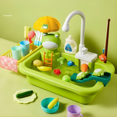 Kinder Spielküchenspüle mit fließendem Wasser – Lernen & Spielen Frosch