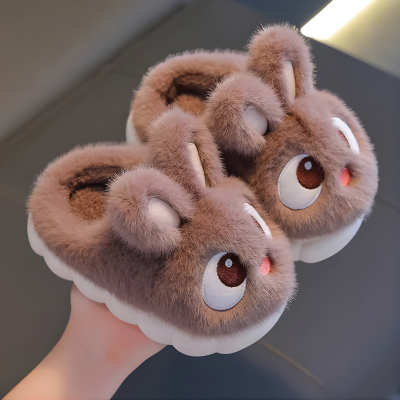 Flauschige Hase-Hausschuhe für Kinder – warm & bequem Braun