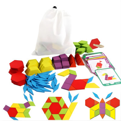 155-teiliger Montessori Holzpuzzle Satz – Lernen & Spielen Beutelverpackung
