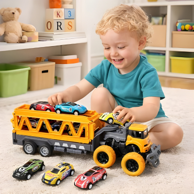 Großer Auto Transport Truck mit Rennwagen – Kinder Spielset