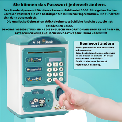 Interaktive Spardose für Kinder – Mit Fingerabdruck, Musik & Licht