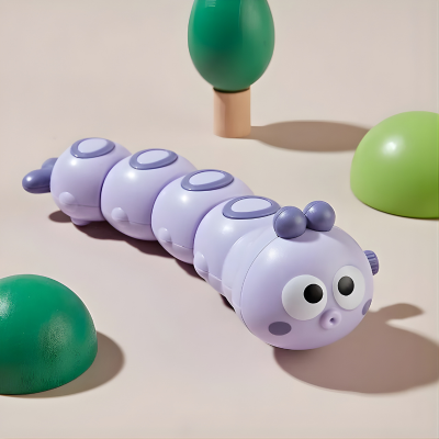 Süße Cartoon-Krabbelraupe – Spaßiges Uhrwerk-Spielzeug für Kids Lila