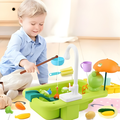 Kinder Spielküchenspüle mit fließendem Wasser – Lernen & Spielen
