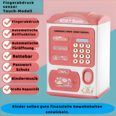 Interaktive Spardose für Kinder – Mit Fingerabdruck, Musik & Licht Rosa
