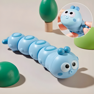 Süße Cartoon-Krabbelraupe – Spaßiges Uhrwerk-Spielzeug für Kids Blau