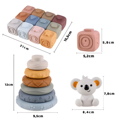 Weich Silicone Montessori Blöcke – Lernen, Stapeln & Spielen