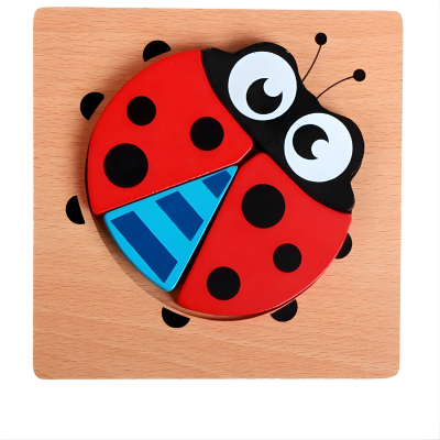 Holzspielzeug Puzzle für Jungen & Mädchen – Lernen & Spaß Marienkäfer