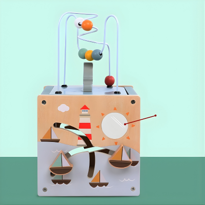5-in-1-Aktivitätswürfel aus Holz – Montessori-Lernen durch Spielen