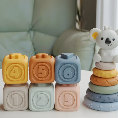 Weich Silicone Montessori Blöcke – Lernen, Stapeln & Spielen