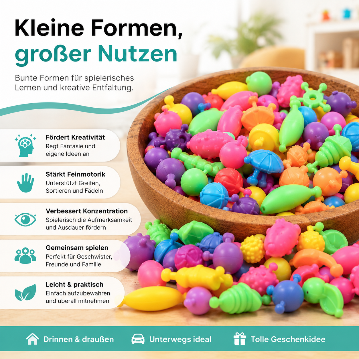 100-teiliges Pop-Perlen DIY-Schmuckset – Kreativer Prinzessinnen-Bastelspaß