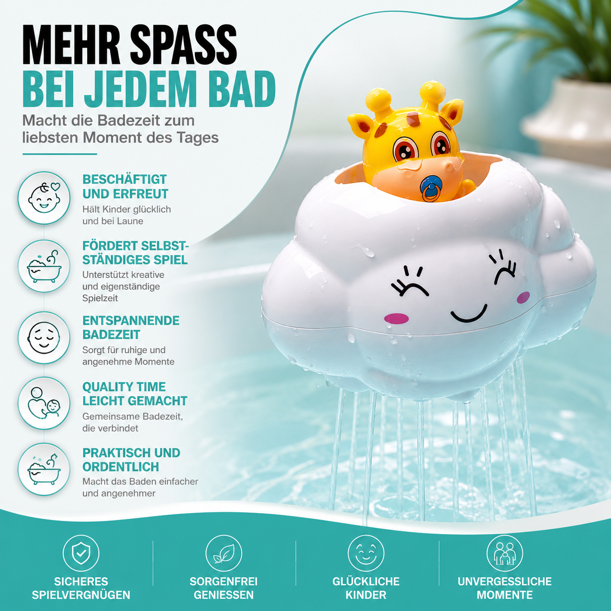 Süße Regenwolke Dusche – Bade Spielzeug mit Wasserfall Spaß