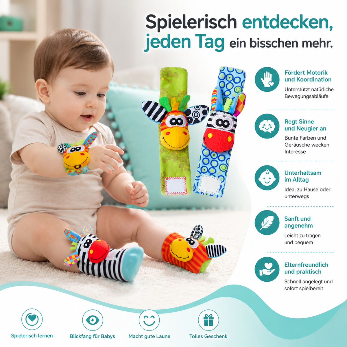 Baby Socken mit Rasselspielzeug