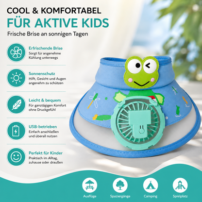 Sonnenschutz & frische Brise – USB Ventilator Cap für Kids
