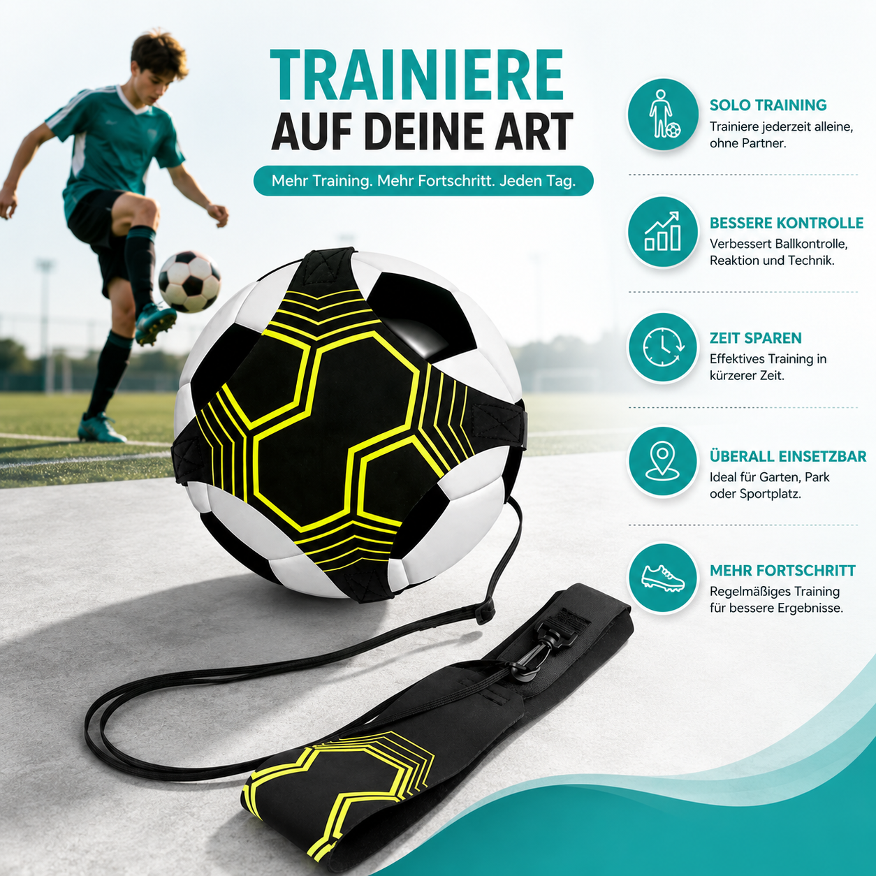 Fußball Solo Kick Trainer mit Rückholband