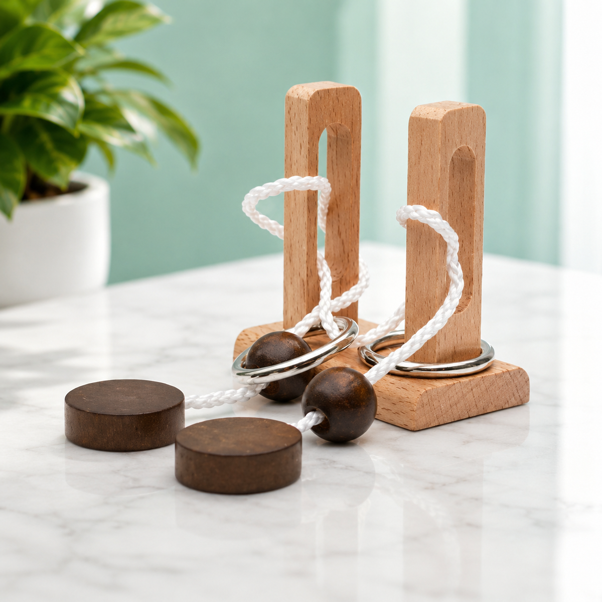 Holz Denkspiel IQ Puzzle – Knobelspiel für Kinder & Erwachsene Ein-Fuß-Stand