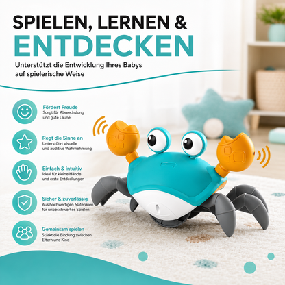 Interaktives Krabben Spielzeug für Babys mit Musik und LED Licht