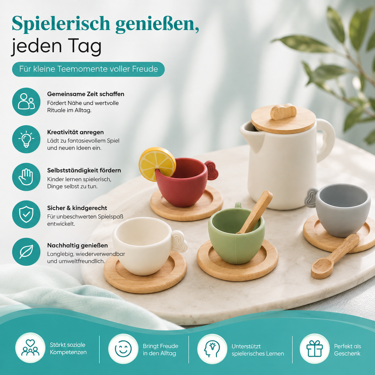 Zauberhaftes 9-teiliges Nachmittagstee-Satz für kreatives Rollenspiel