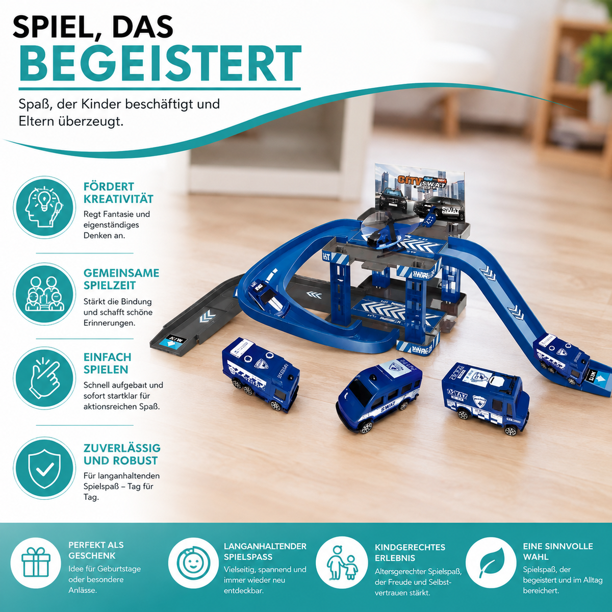 Dino Parken Schiene– Actionreiches Auto-Spielset für Kinder