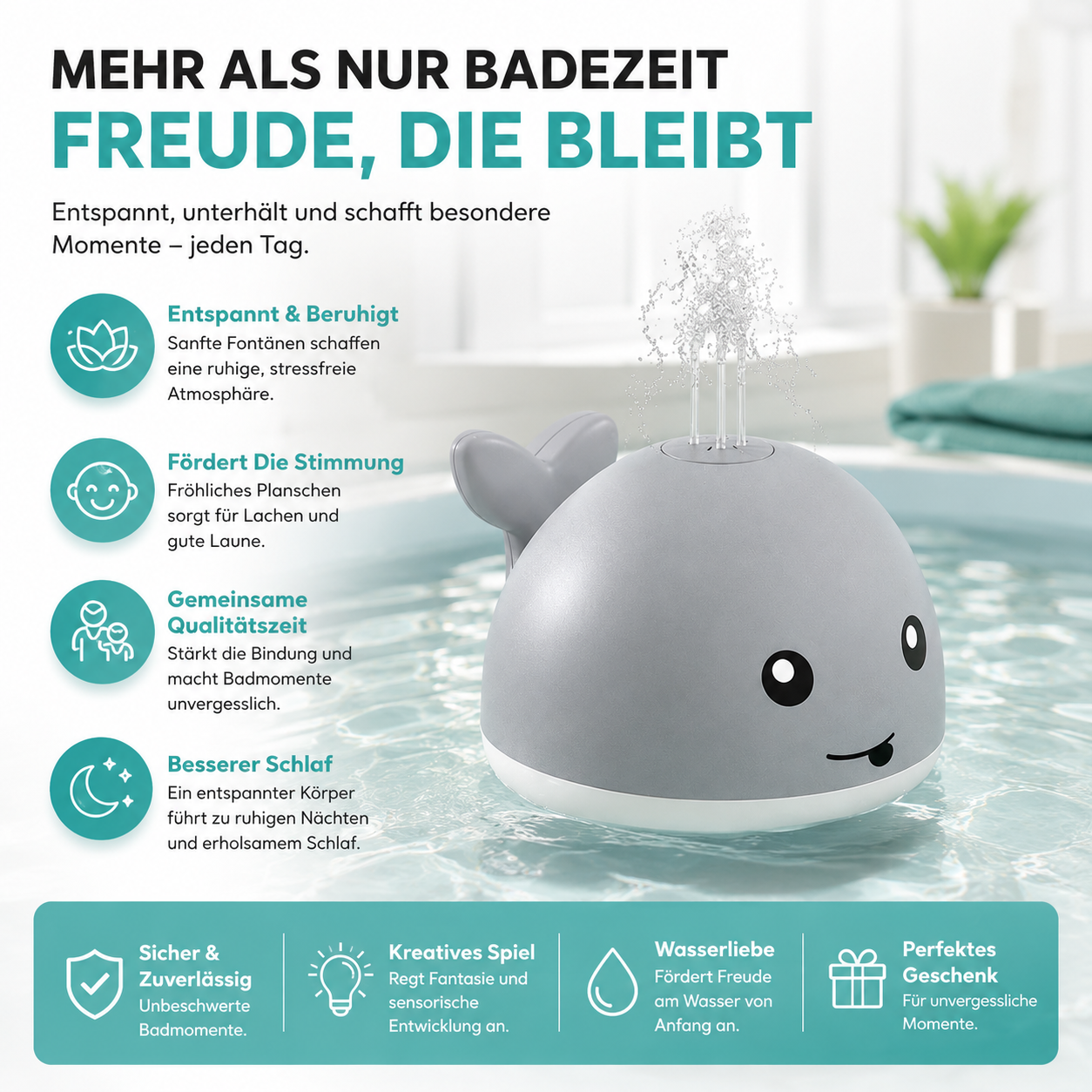 Wal LED Badespielzeug – Spaß & Lichter beim Planschen