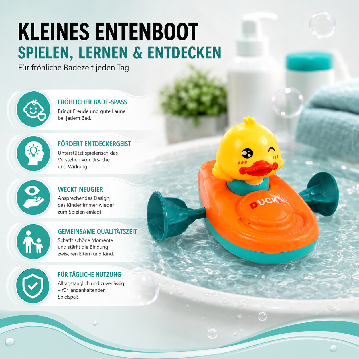 Kleines Entenboot – Spaß & Lernspielzeug für die Badewanne