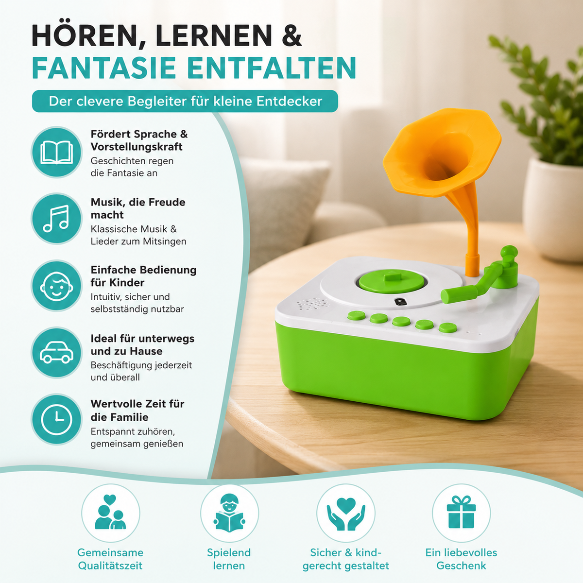 Kinder Musik Grammophon – Geschichten, Lieder & Einschlafen