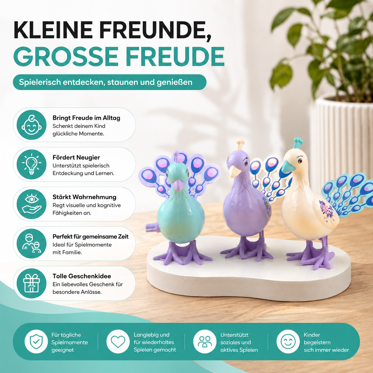 Klassischer Uhrwerk-Pfau – Kreatives Spielzeug ohne Batterien