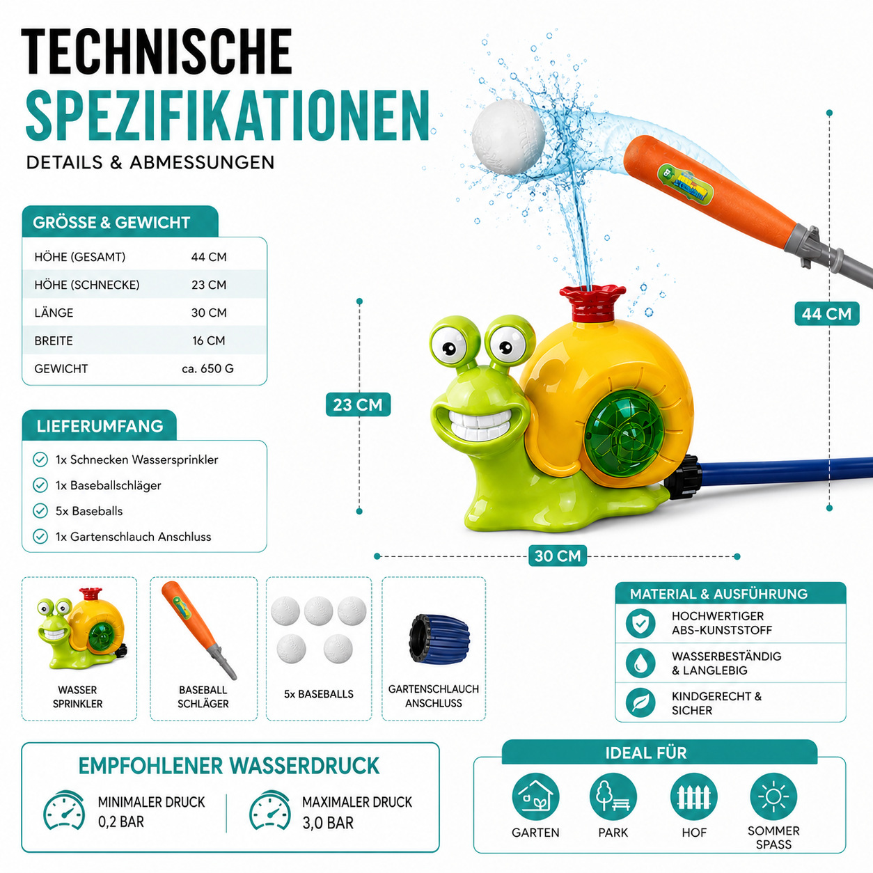 Sommer Schnecken-Wassersprinkler – Der interaktive Wasserspaß für heiße Tage