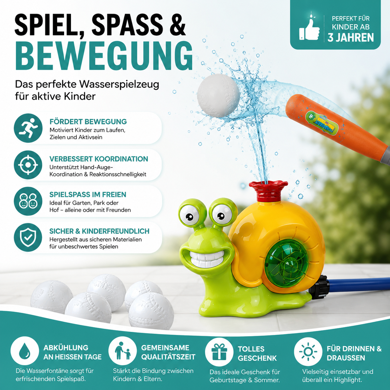Sommer Schnecken-Wassersprinkler – Der interaktive Wasserspaß für heiße Tage
