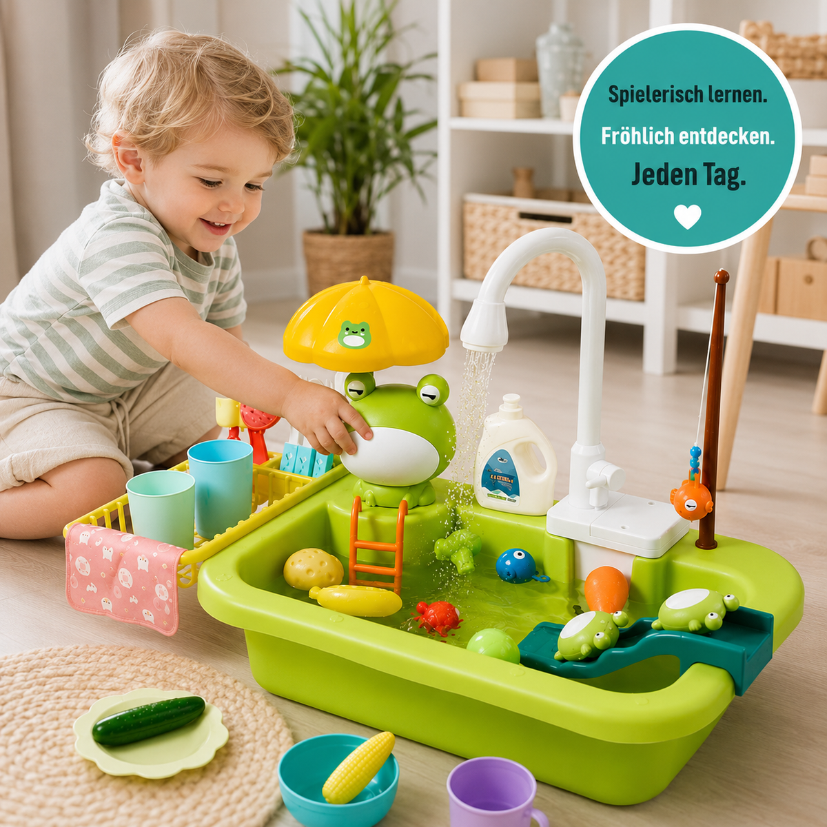 Kinder Spielküchenspüle mit fließendem Wasser – Lernen & Spielen