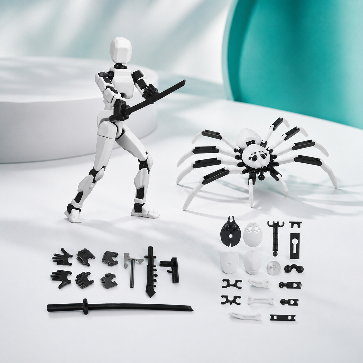 Voll bewegliche Roboter-Figur – Kreatives Spielen & Posen Weiß