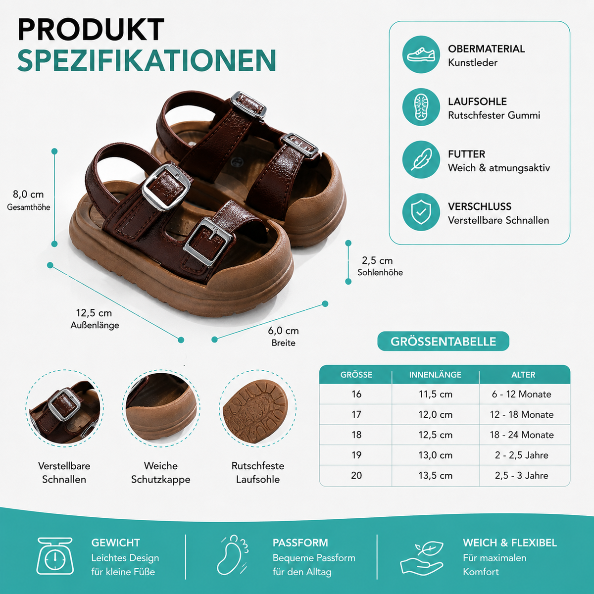 Weiche Anti-Beleg Baby Sandalen – Sicher, Atmungsaktiv & Sommerleicht