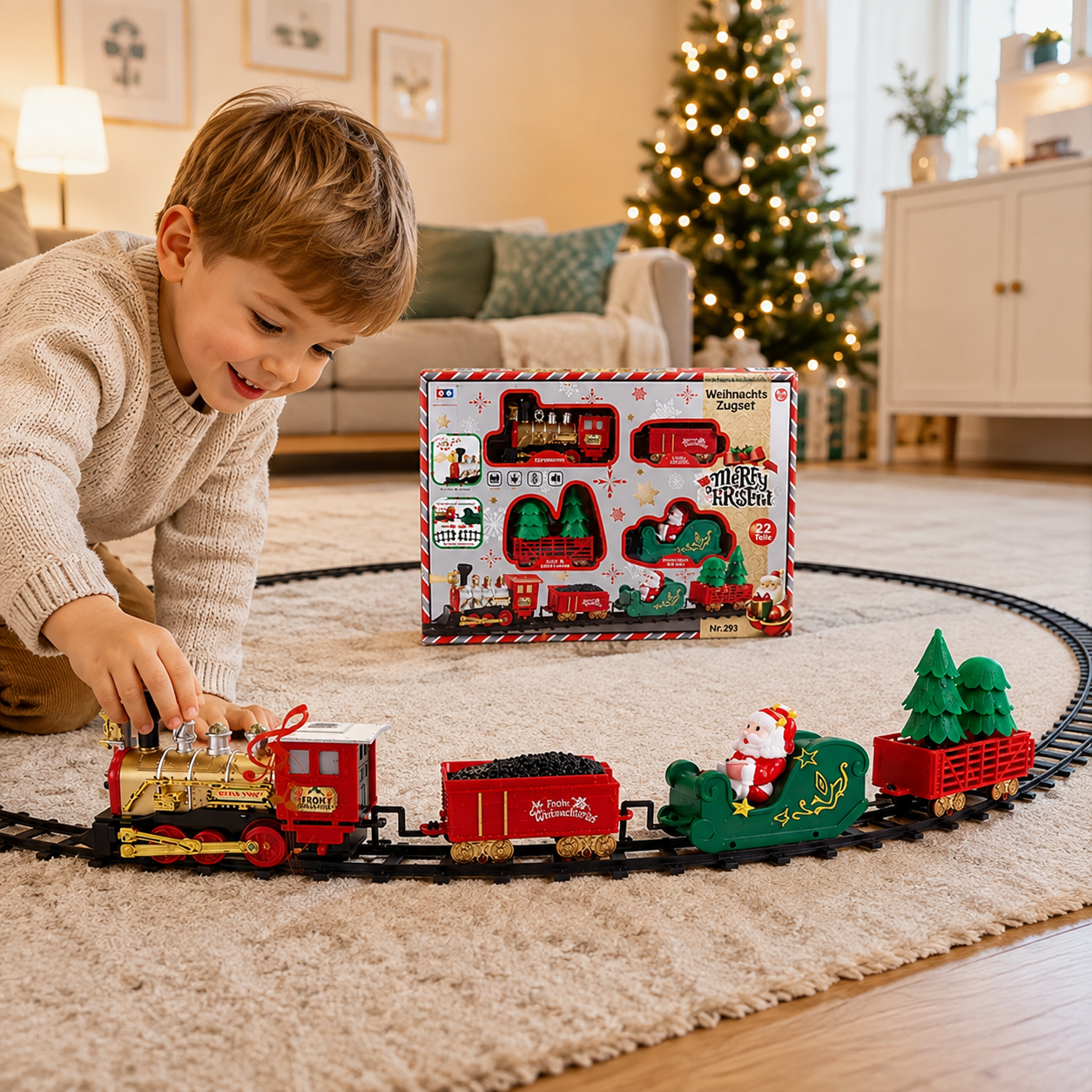 Weihnachtszug mit Licht & Musik für Kinder