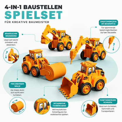 Mini-Baustellen-Fahrzeug Satz – Kreatives Lernspielzeug für kleine Baumeister