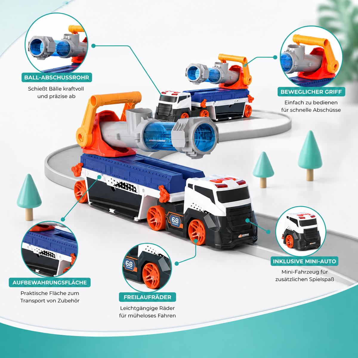 Legierungstruck mit Mini-Auto & Ball-Abschussvorrichtung