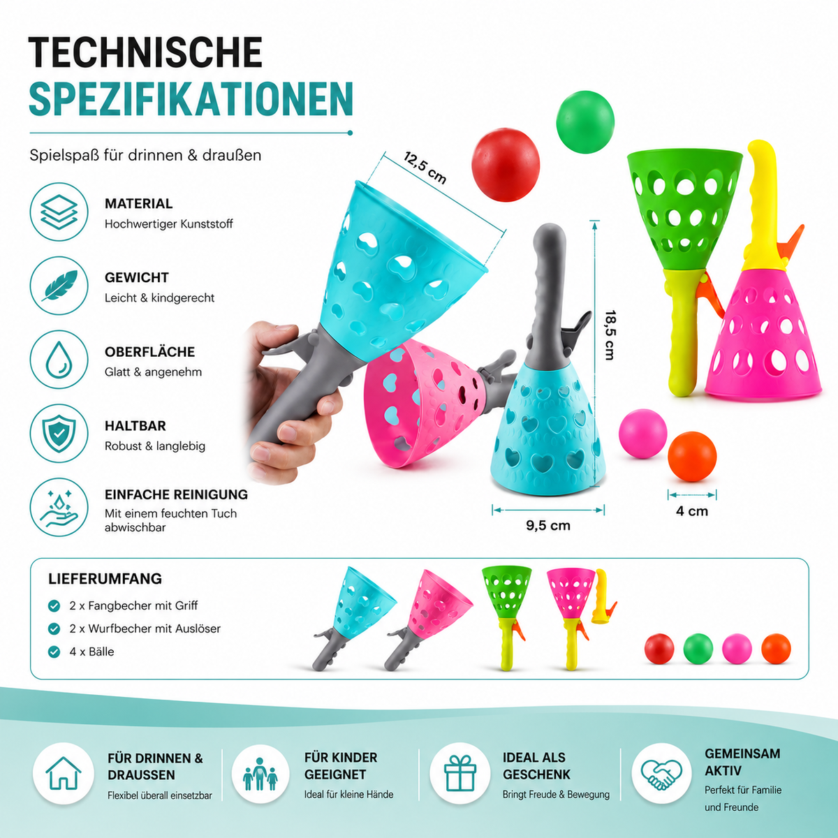 Wurf & Fang Spiel für Kinder – Motorik Trainer Satz
